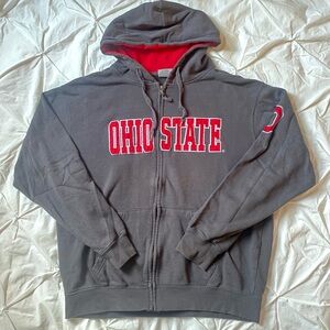 Ohio State Stadium Athletics Red and Gray Zip-up Hoodie